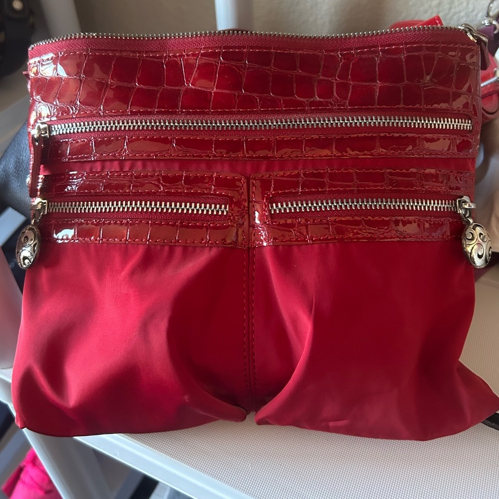 Brighton❤️❤️❤️ Red Crossbody Bag with Crocodile-Embossed Detail
